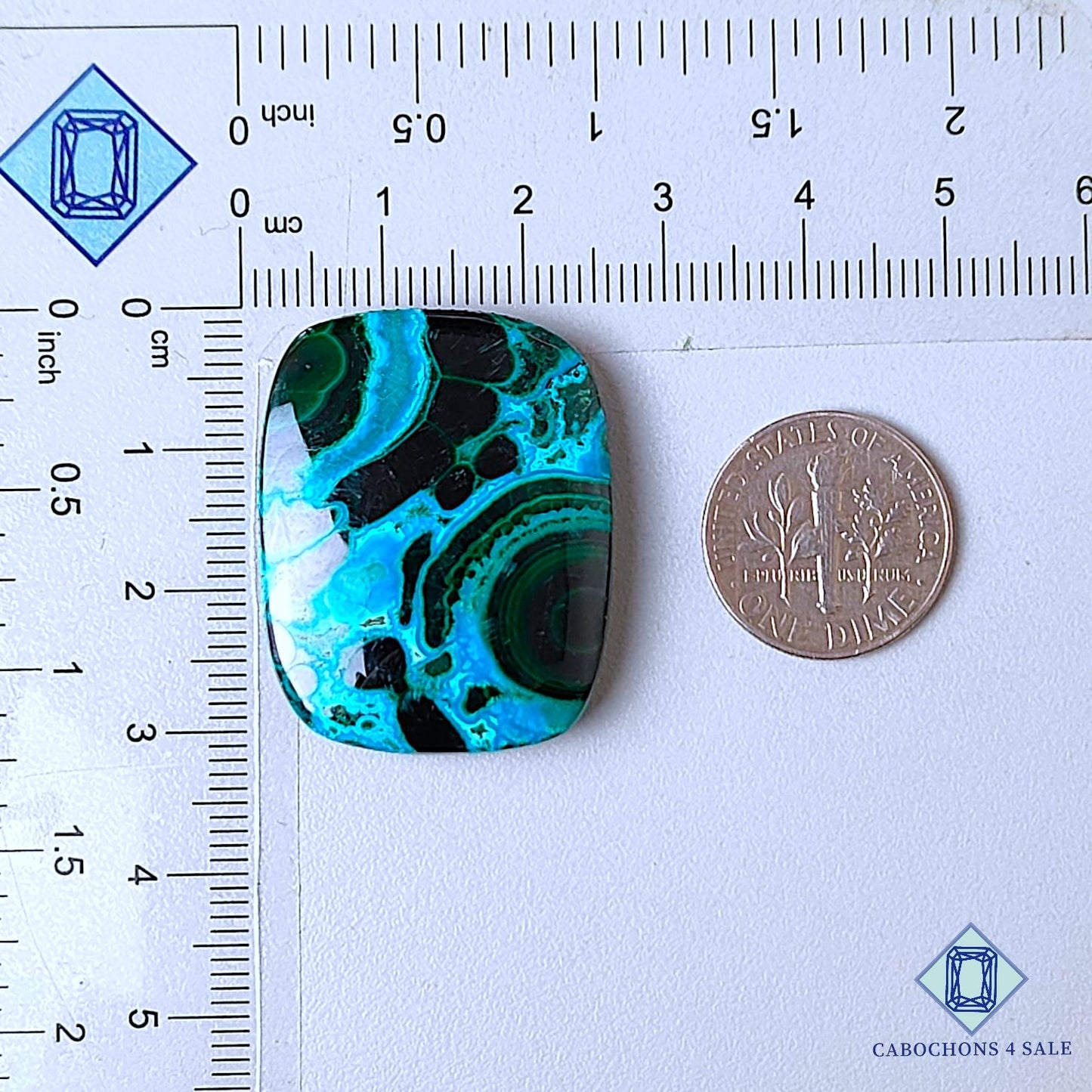 Natural Malachite Chrysocolla Gemstone  Rectangle Cabochons 31*25*6mm from Democratic Republic available for sale