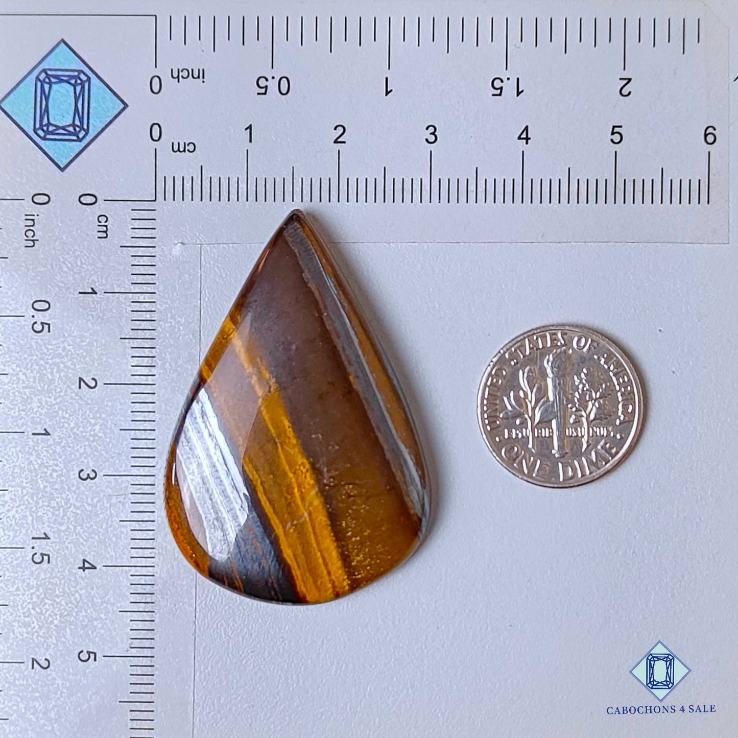 Cabujones de pera de piedra preciosa de ojo de tigre Marra Mamba natural de 43 x 29 x 6 mm, de Australia, disponibles para la venta.