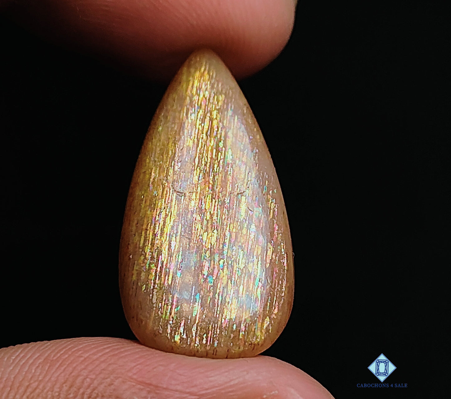 Meteo shower rainbow lattice sunstone-c4sw1513-pear-Golden-cabochons