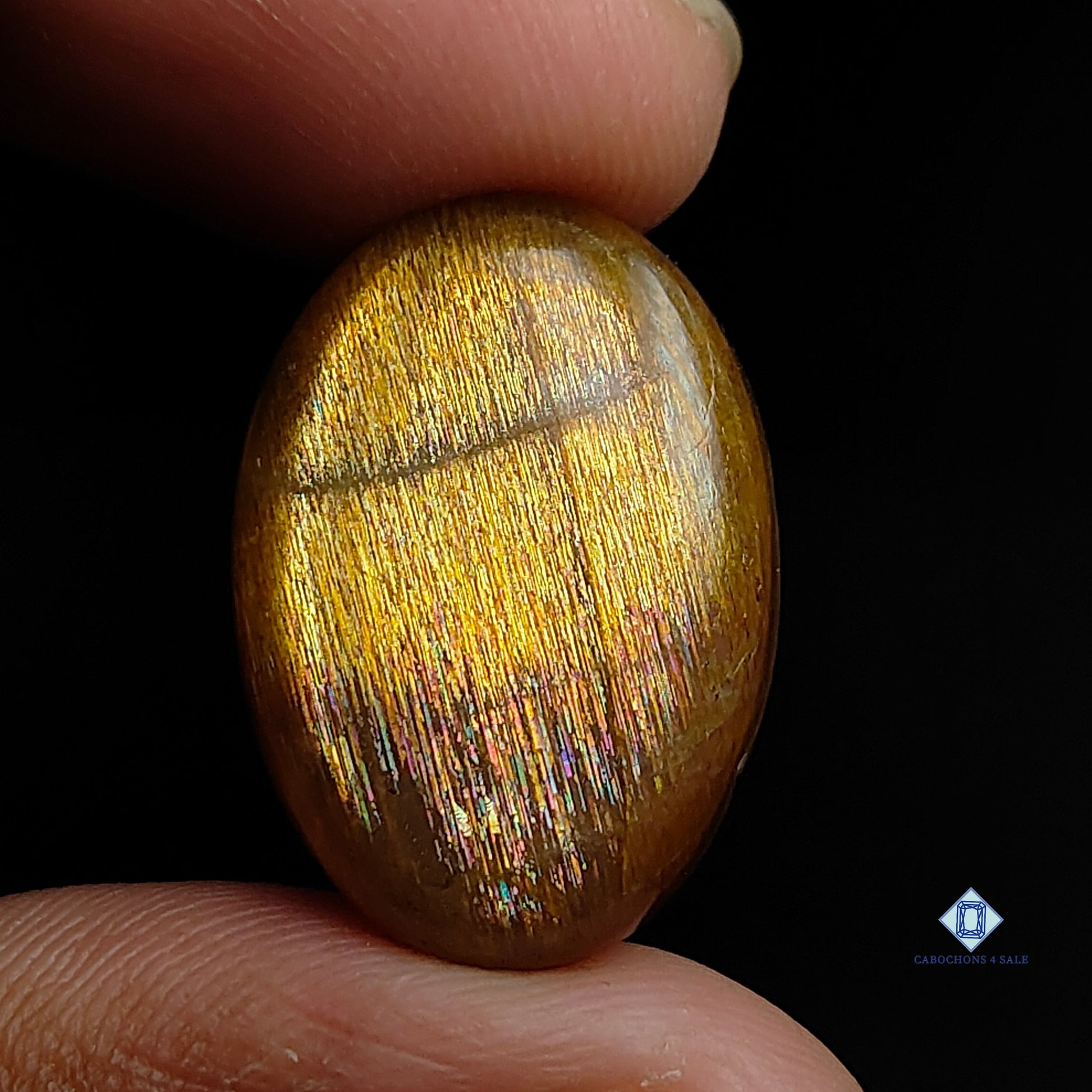 Meteo shower rainbow lattice sunstone-c4sw1516-oval-Golden-cabochons