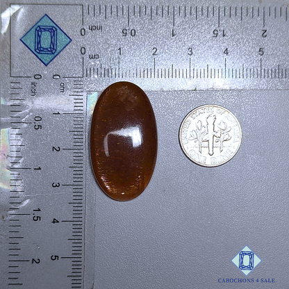 Cabujones ovalados de piedra solar con enrejado arcoíris de lluvia de meteoritos