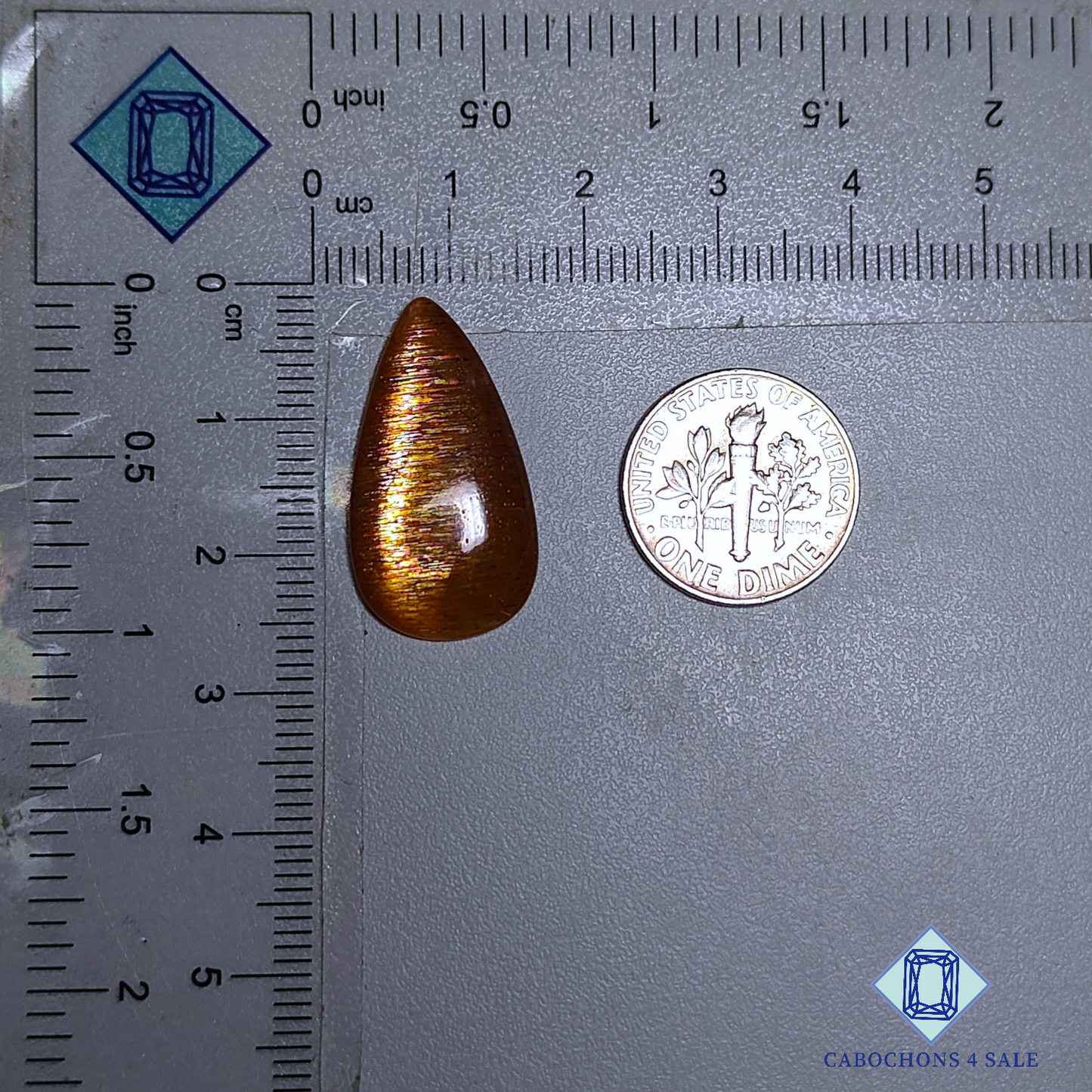 Cabujones de pera de piedra solar con enrejado arcoíris de lluvia de meteoritos