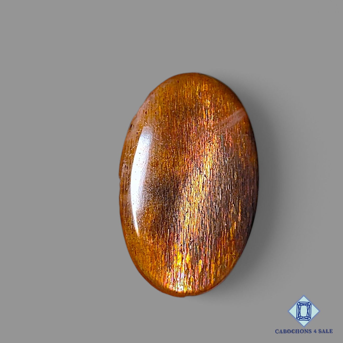 Cabujones ovalados de piedra solar con enrejado arcoíris de lluvia de meteoritos natural de 41 x 26 x 5 mm, procedentes de Australia, disponibles para la venta. 