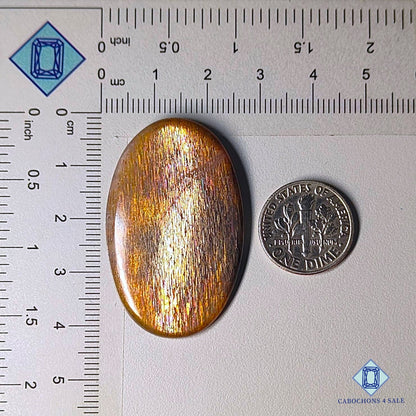 Cabujones ovalados de piedra solar con enrejado arcoíris de lluvia de meteoritos natural de 41 x 26 x 5 mm, procedentes de Australia, disponibles para la venta. 