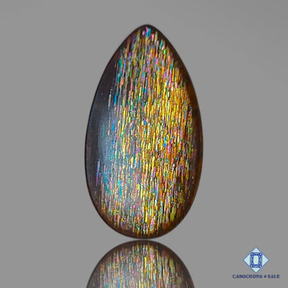Natural Meteor Shower Rainbow Lattice Sunstone Gemstone Pear Cabochons 27*15*3mm from Australia available for sale