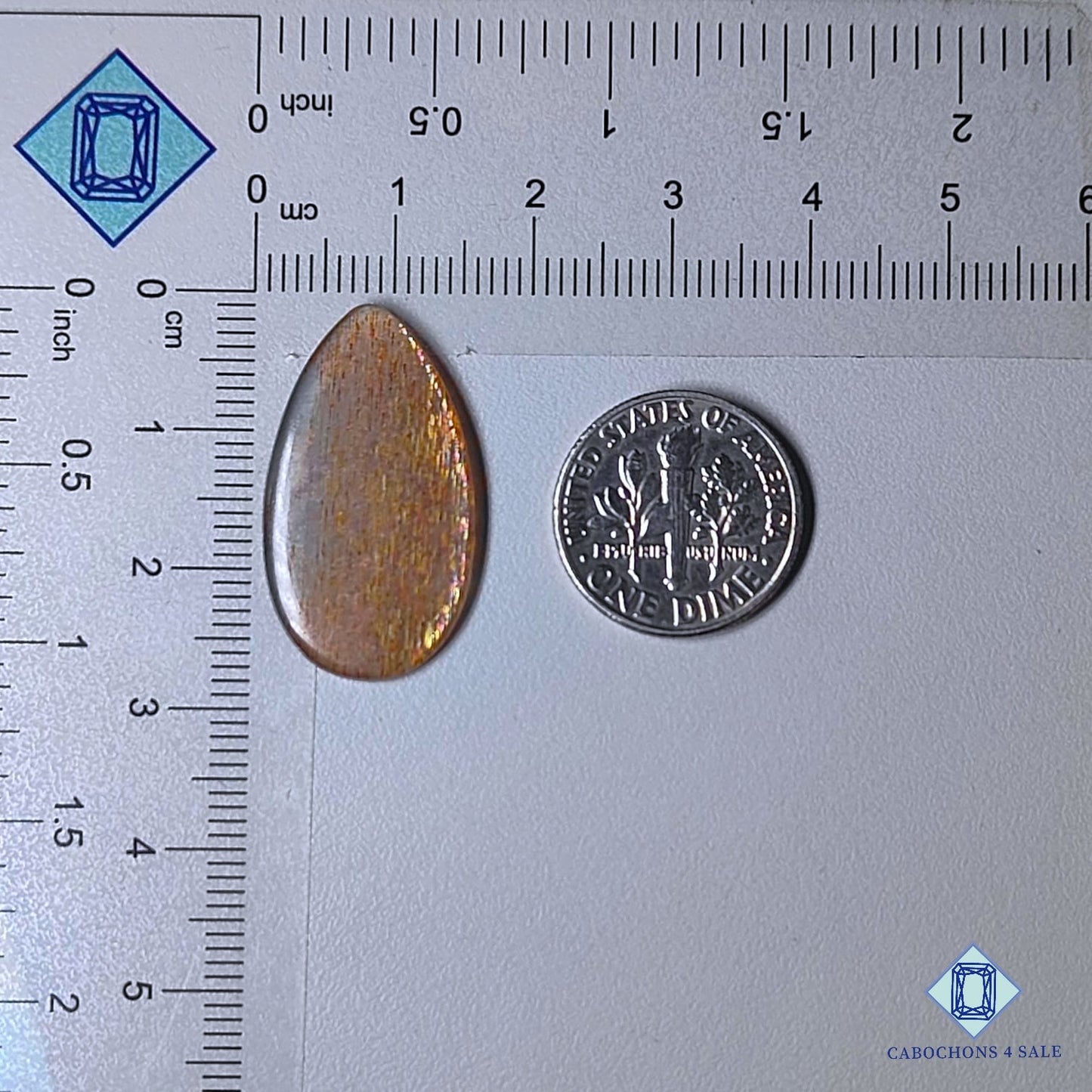 Natural Meteor Shower Rainbow Lattice Sunstone Gemstone Pear Cabochons 27*15*3mm from Australia available for sale