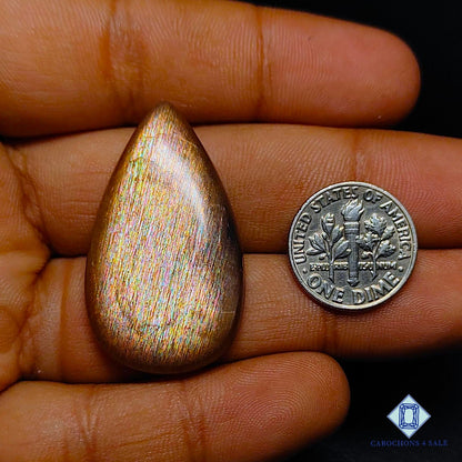 Natural Meteor Shower Rainbow Lattice Sunstone Gemstone Pear Cabochons 37*22*6mm from Australia available for sale