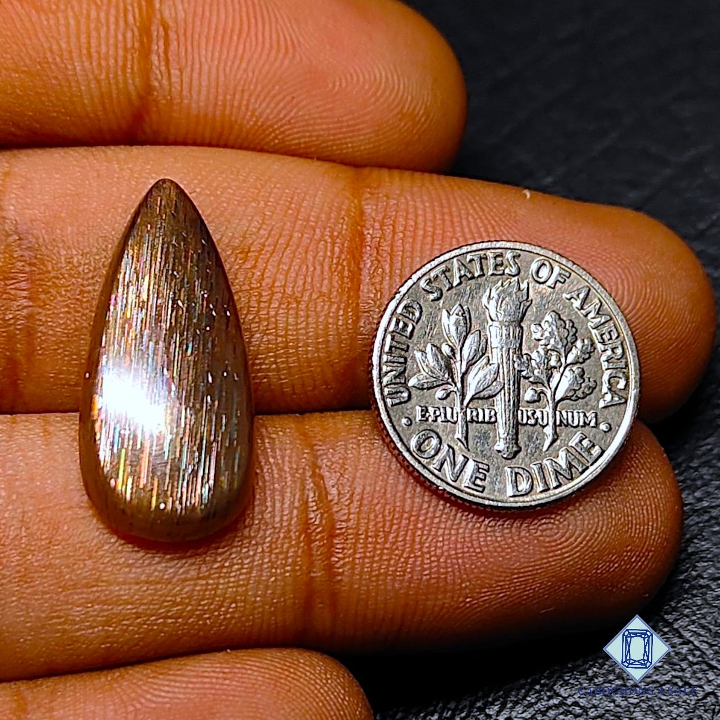 Natural Meteor Shower Rainbow Lattice Sunstone Gemstone Pear Cabochons 23*11*3mm from Australia available for sale