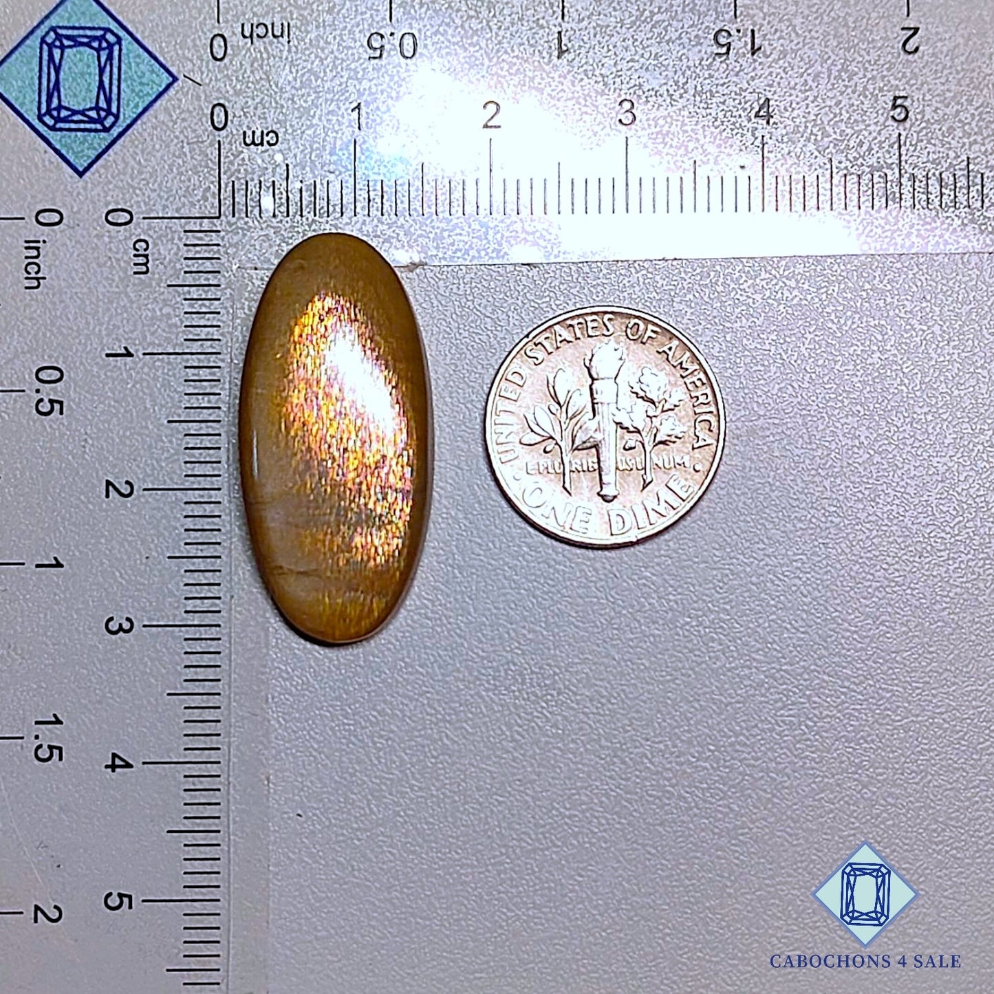 Natural Meteor Shower Rainbow Lattice Sunstone Gemstone Oval Cabochons 30*14*5mm from Australia   available for sale