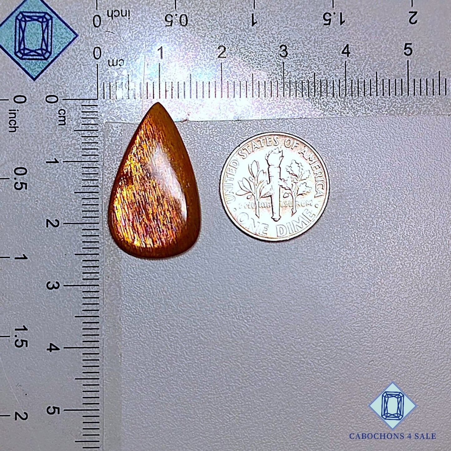 Natural Meteor Shower Rainbow Lattice Sunstone Gemstone Pear Cabochons 25*15*3mm from Australia   available for sale