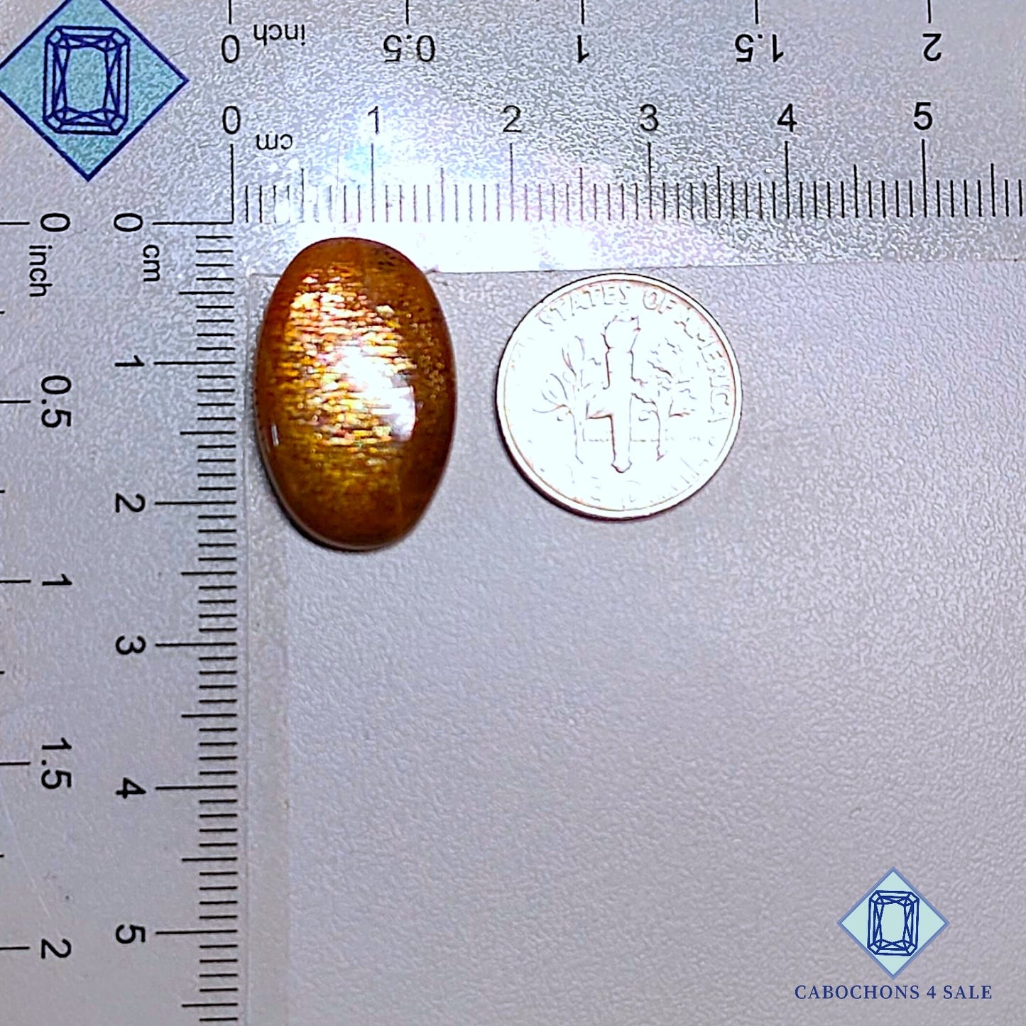 Cabujones ovalados de piedra solar con enrejado arcoíris de lluvia de meteoritos natural de 22 x 14 x 5 mm, procedentes de Australia, disponibles para la venta. 