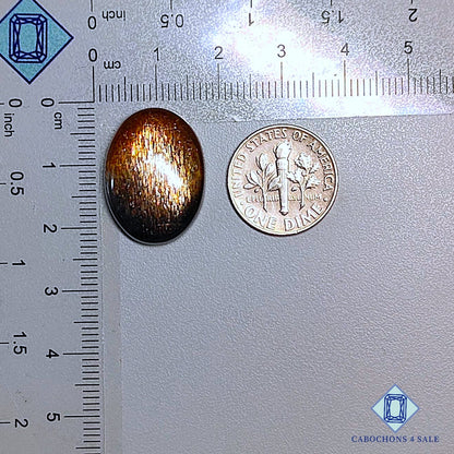 Cabujones ovalados de piedra solar con enrejado arcoíris de lluvia de meteoritos natural de 22 x 16 x 6 mm, procedentes de Australia, disponibles para la venta. 