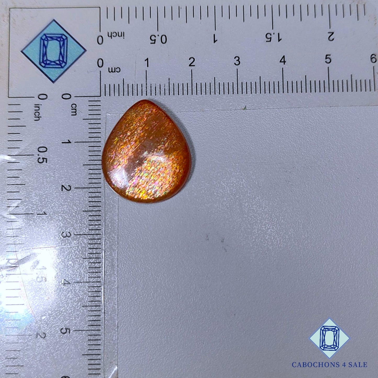 Natural Meteor Shower Rainbow Lattice Sunstone Gemstone  Pear Cabochons 22*19*4mm from Australia available for sale