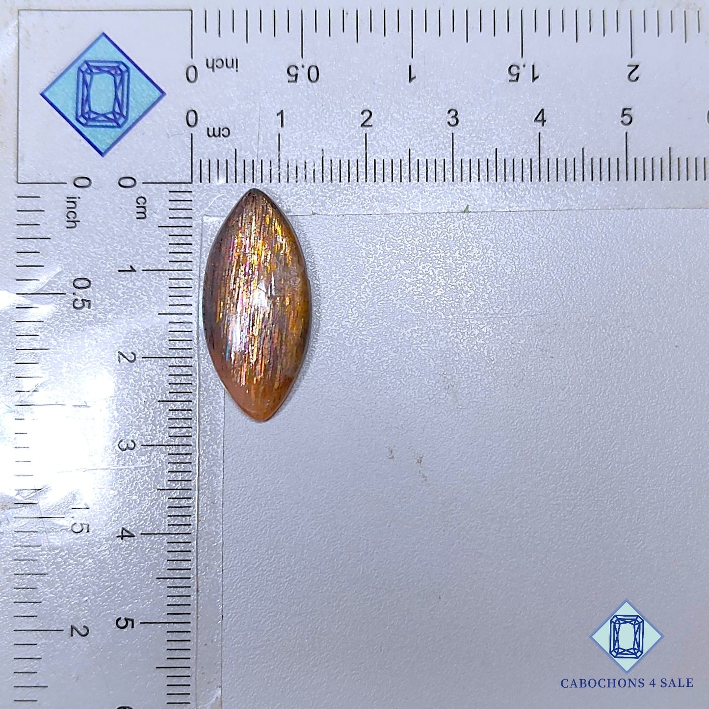 Natural Meteor Shower Rainbow Lattice Sunstone Gemstone  Marquise Cabochons 26*12*5mm from United States available for sale