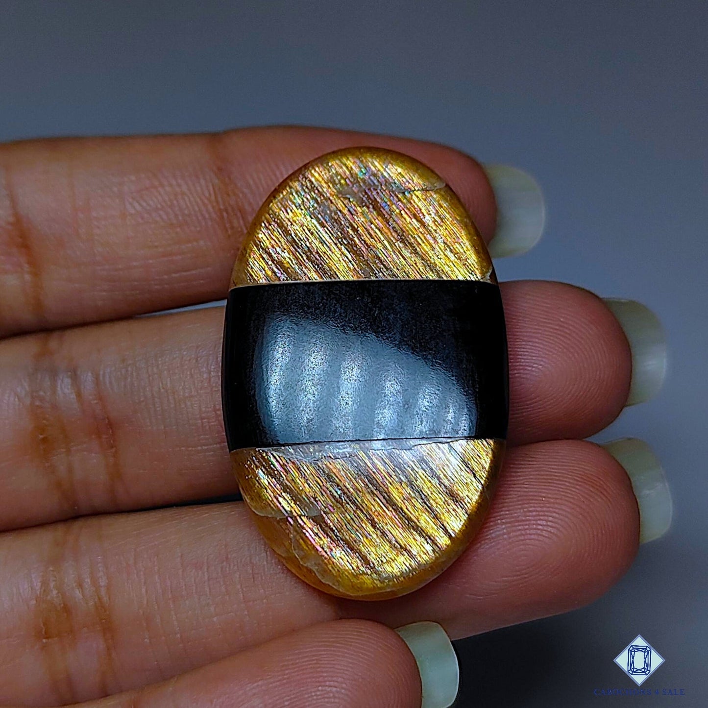 Meteor Shower Rainbow Lattice Sunstone + Black Onyx