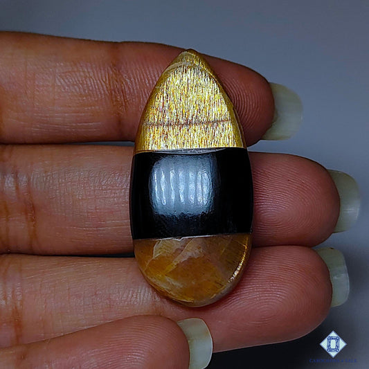 Meteor Shower Rainbow Lattice Sunstone + Black Onyx