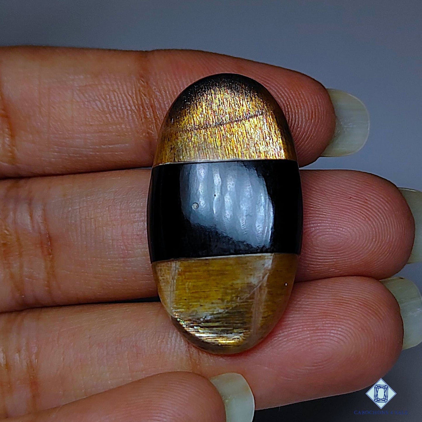 Meteor Shower Rainbow Lattice Sunstone + Black Onyx