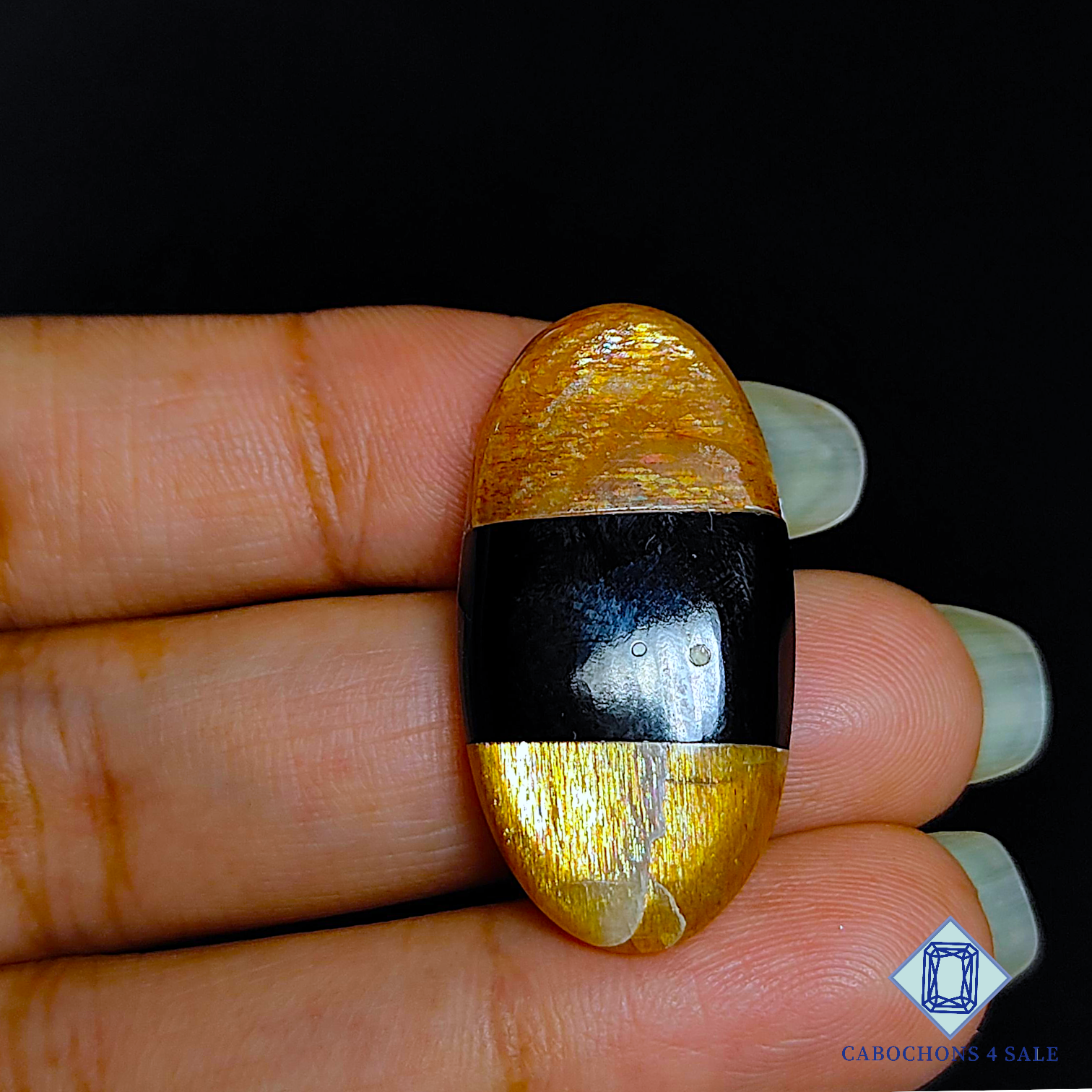 Meteor Shower Rainbow Lattice Sunstone + Black Onyx Doublets