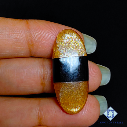 Meteor Shower Rainbow Lattice Sunstone + Black Onyx Doublets