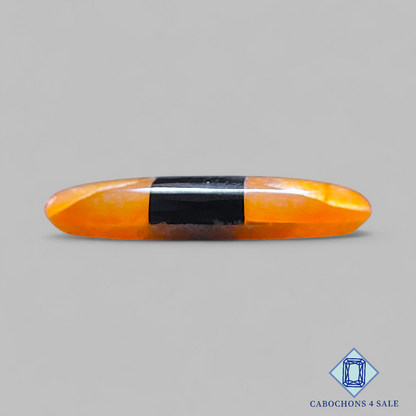 Dobletes ovalados de piedra solar y ónix negro con enrejado arcoíris de lluvia de meteoritos