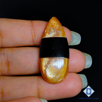 Meteor Shower Rainbow Lattice Sunstone + Black Onyx Doublets