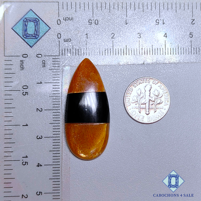 Dobletes de piedra solar enrejado arcoíris de lluvia de meteoritos + dobletes de ónix negro en forma de pera