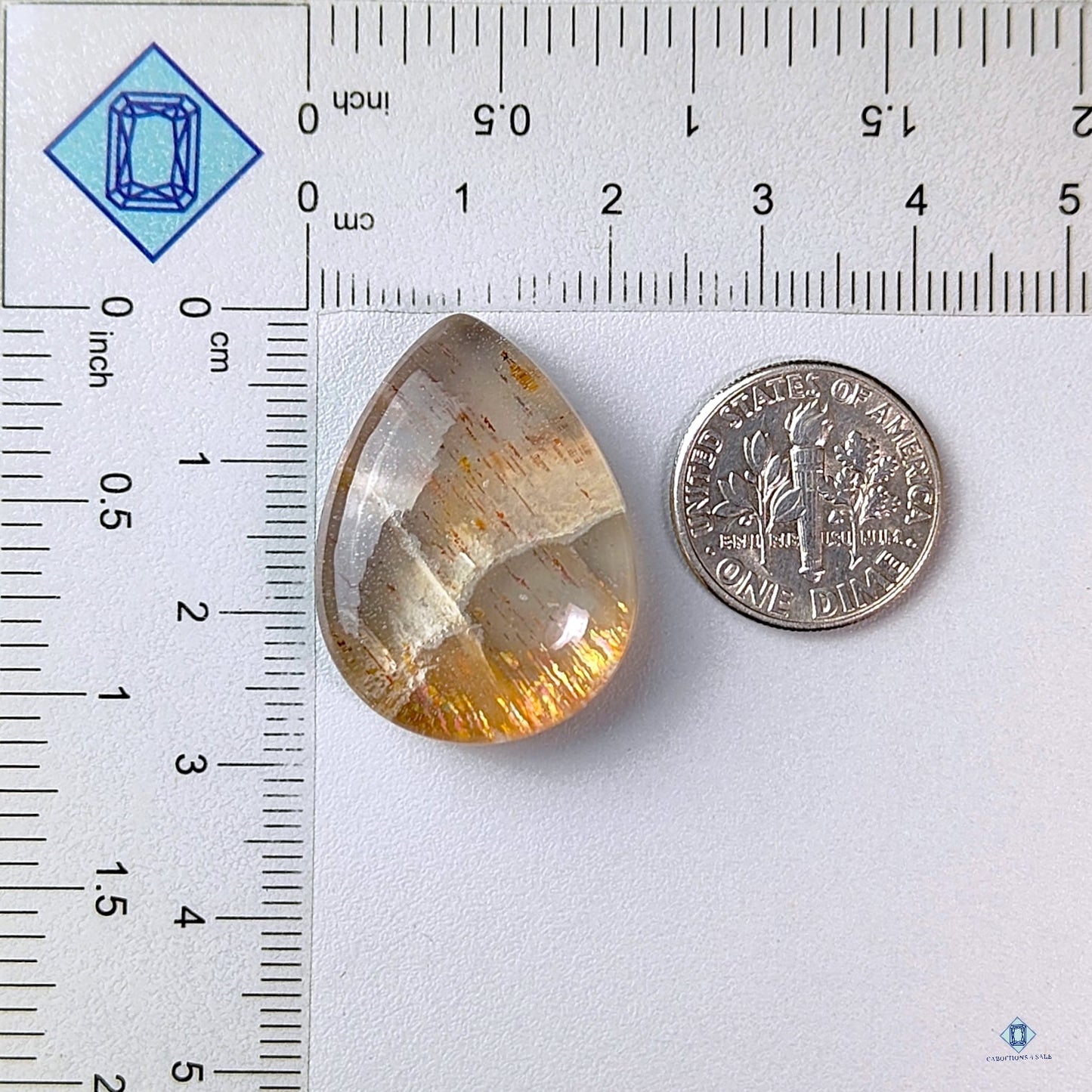 Meteor Shower Rainbow Lattice Sunstone +  Crystal Quartz Doublets Pear Doublets