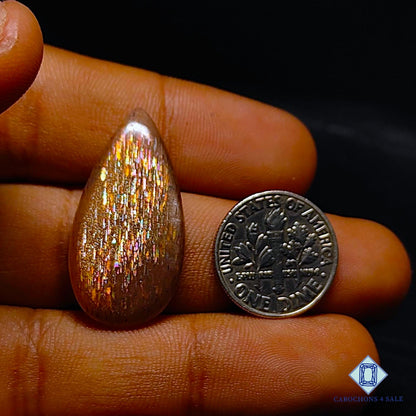 Natural Meteor Shower Rainbow Sunstone Gemstone Pear Cabochons 30*15*4mm from Australia available for sale