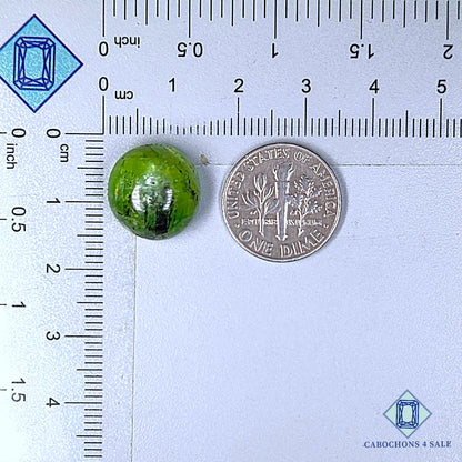 Cabujones redondos de piedra preciosa de cianita menta natural de 14 x 8 mm de Brasil, disponibles para la venta.