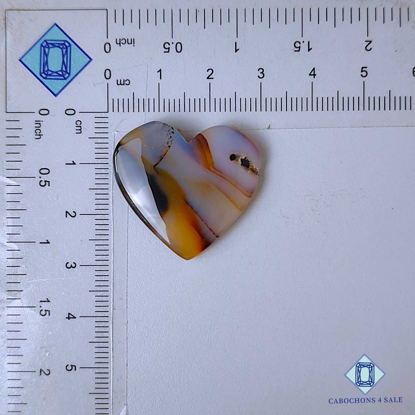 Tallas de corazón de piedra preciosa de ágata de Montana natural de 26 x 28 x 5 mm, disponibles para la venta en EE. UU.