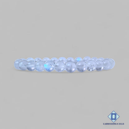 Cuentas redondas de piedra lunar natural de 7 mm x 7 pulgadas de la India, disponibles para la venta.