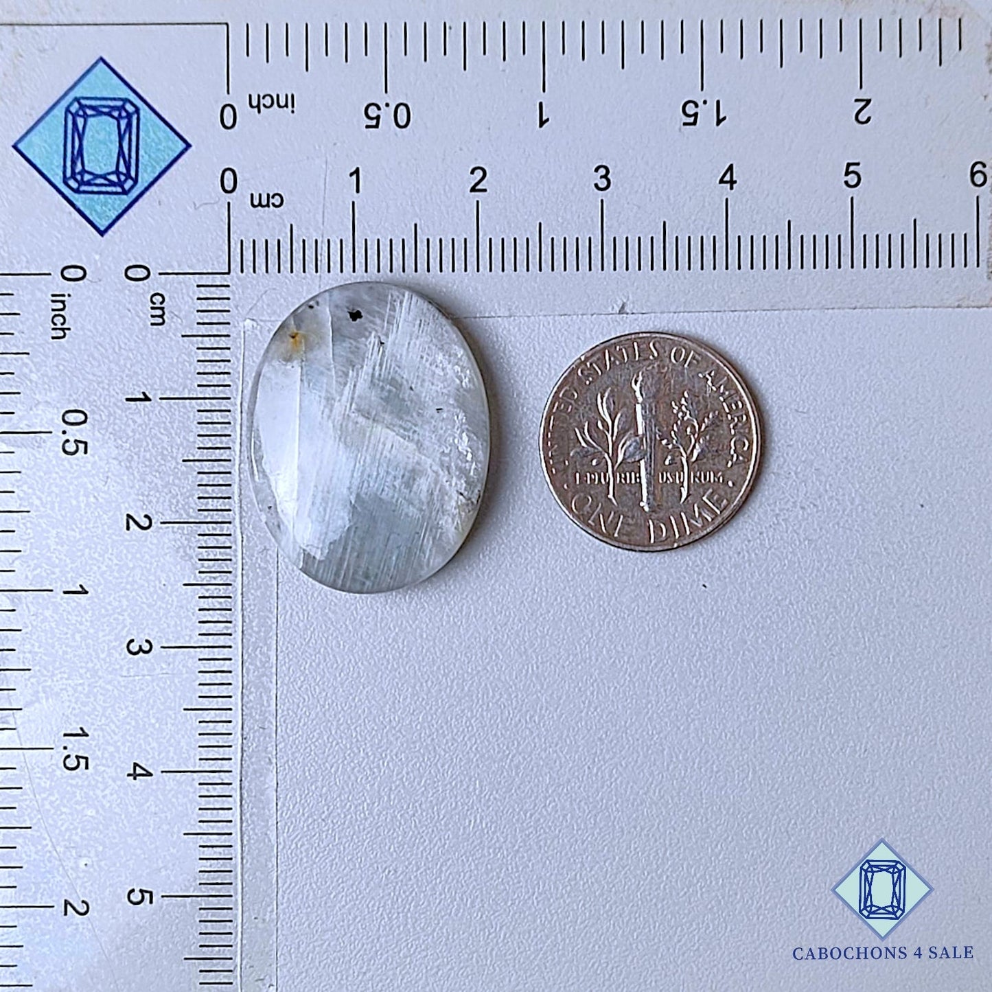 Cabujones ovalados de piedra lunar natural de 25 x 19 x 5 mm de Sri Lanka, disponibles para la venta.