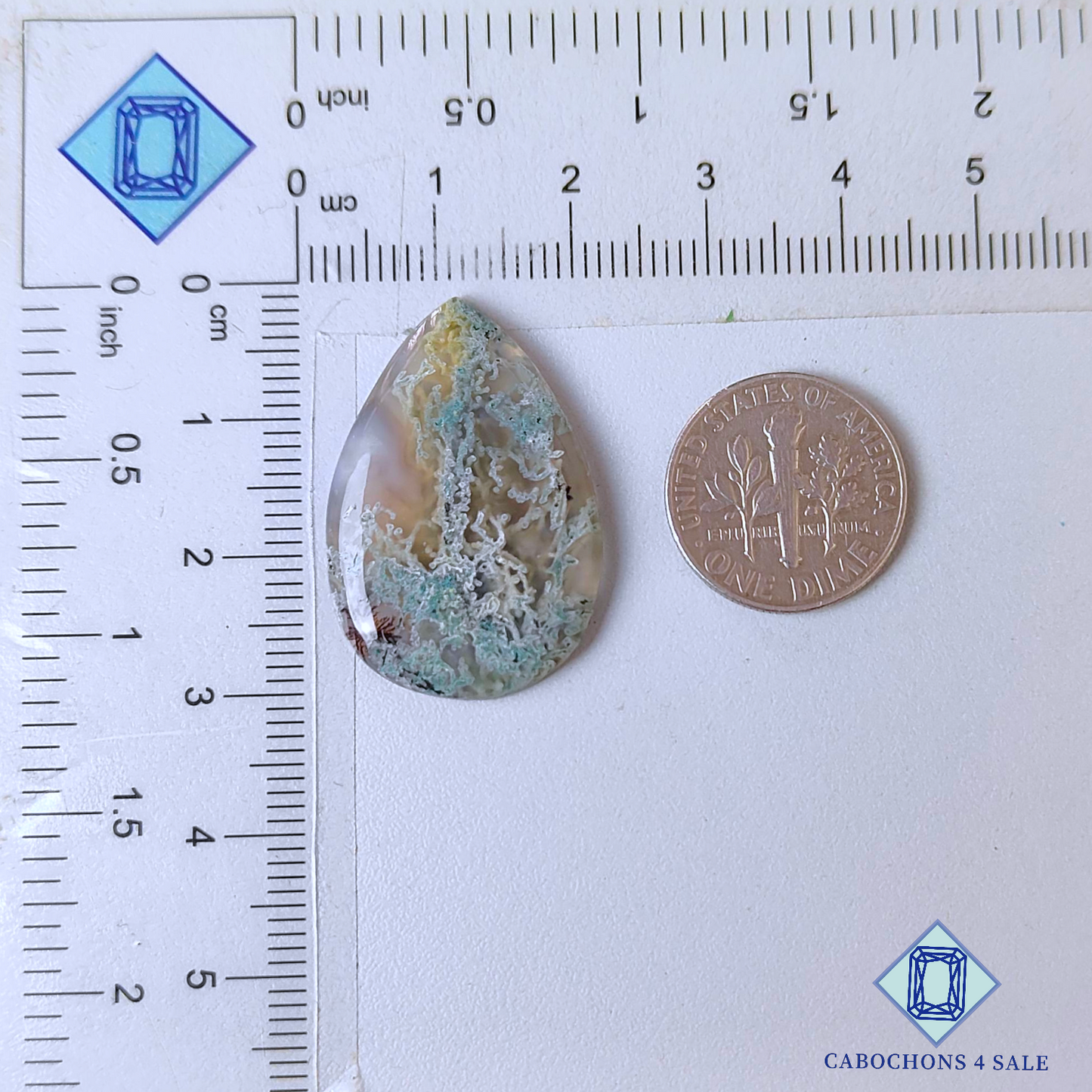 Moss Agate Pear Cabochons 29*20*4mm