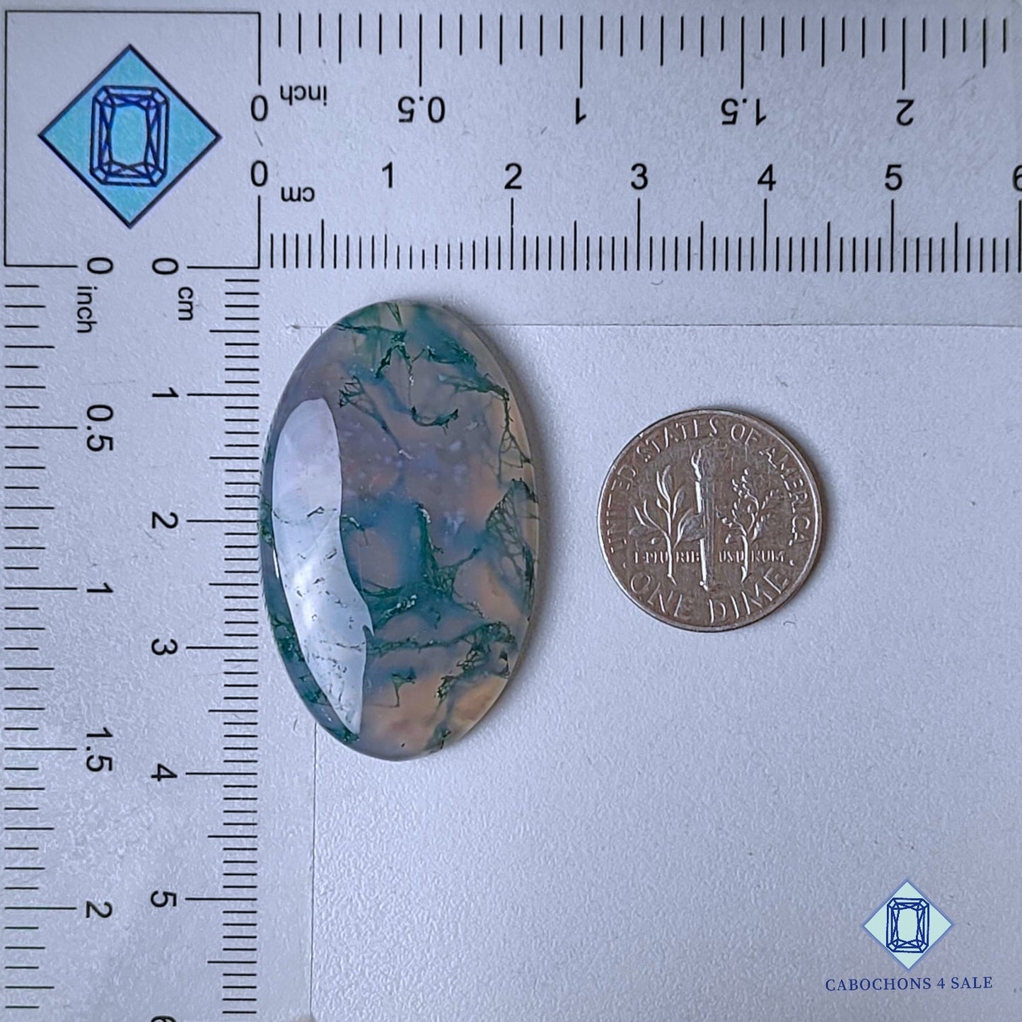 Natural Moss Agate Gemstone  Oval Cabochons 36*22*5mm from USA  available for sale