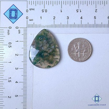 Cabujones de ágata musgosa natural en forma de pera, 29 x 22 x 4 mm, de EE. UU., disponibles para la venta.