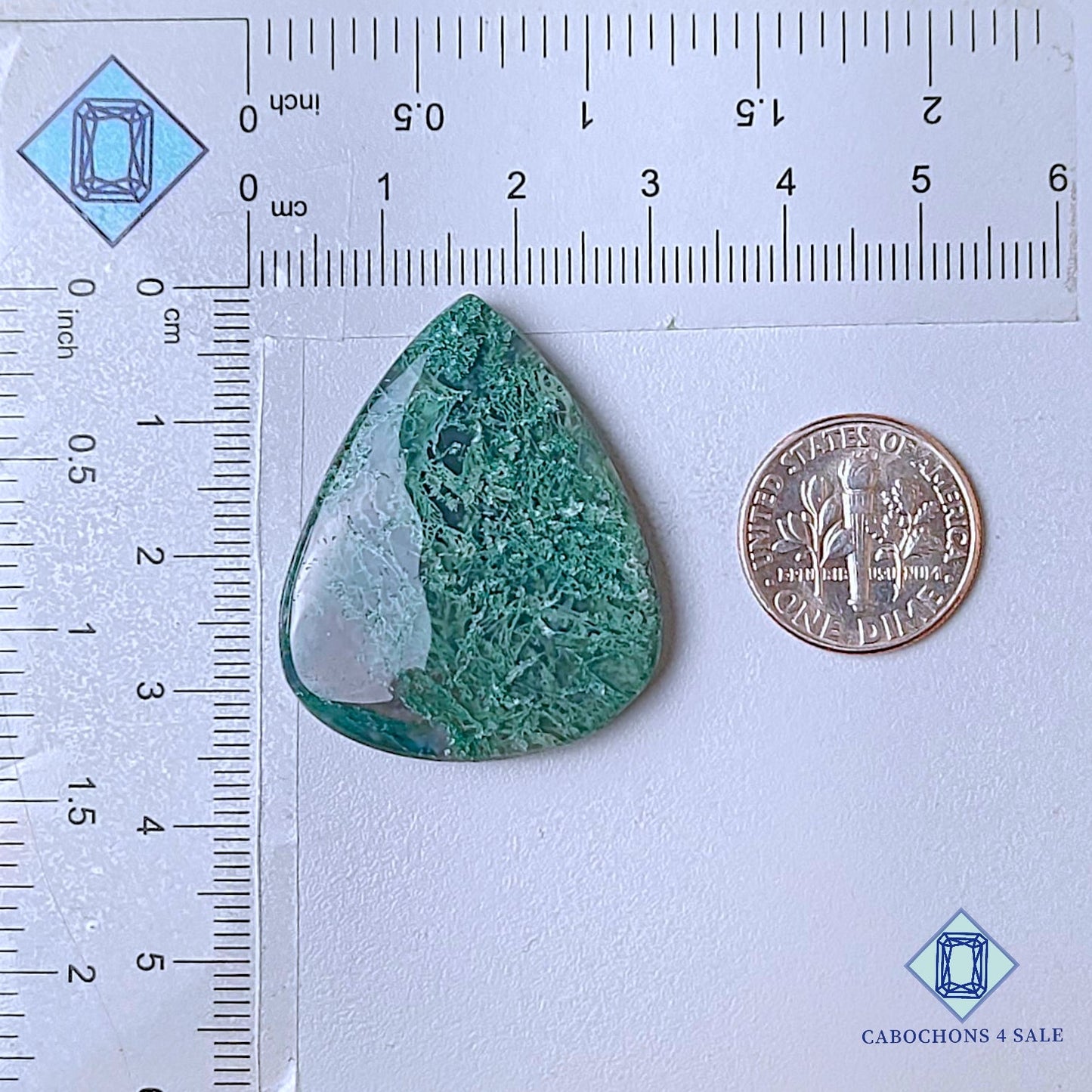 Cabujones de ágata musgosa natural en forma de pera de 34 x 28 x 5 mm, disponibles para la venta en EE. UU.