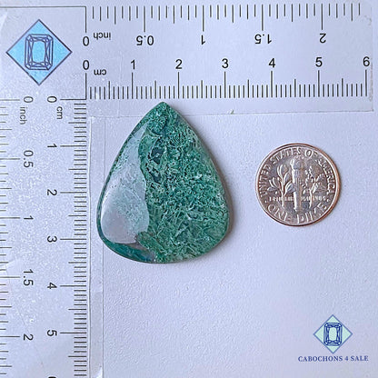 Cabujones de ágata musgosa natural en forma de pera de 34 x 28 x 5 mm, disponibles para la venta en EE. UU.