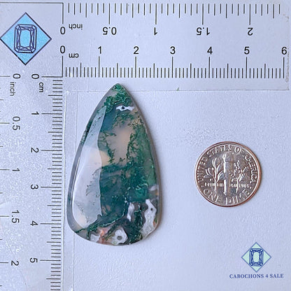 Cabujones de ágata musgosa natural en forma de pera, 44 x 25 x 5 mm, de EE. UU., disponibles para la venta.