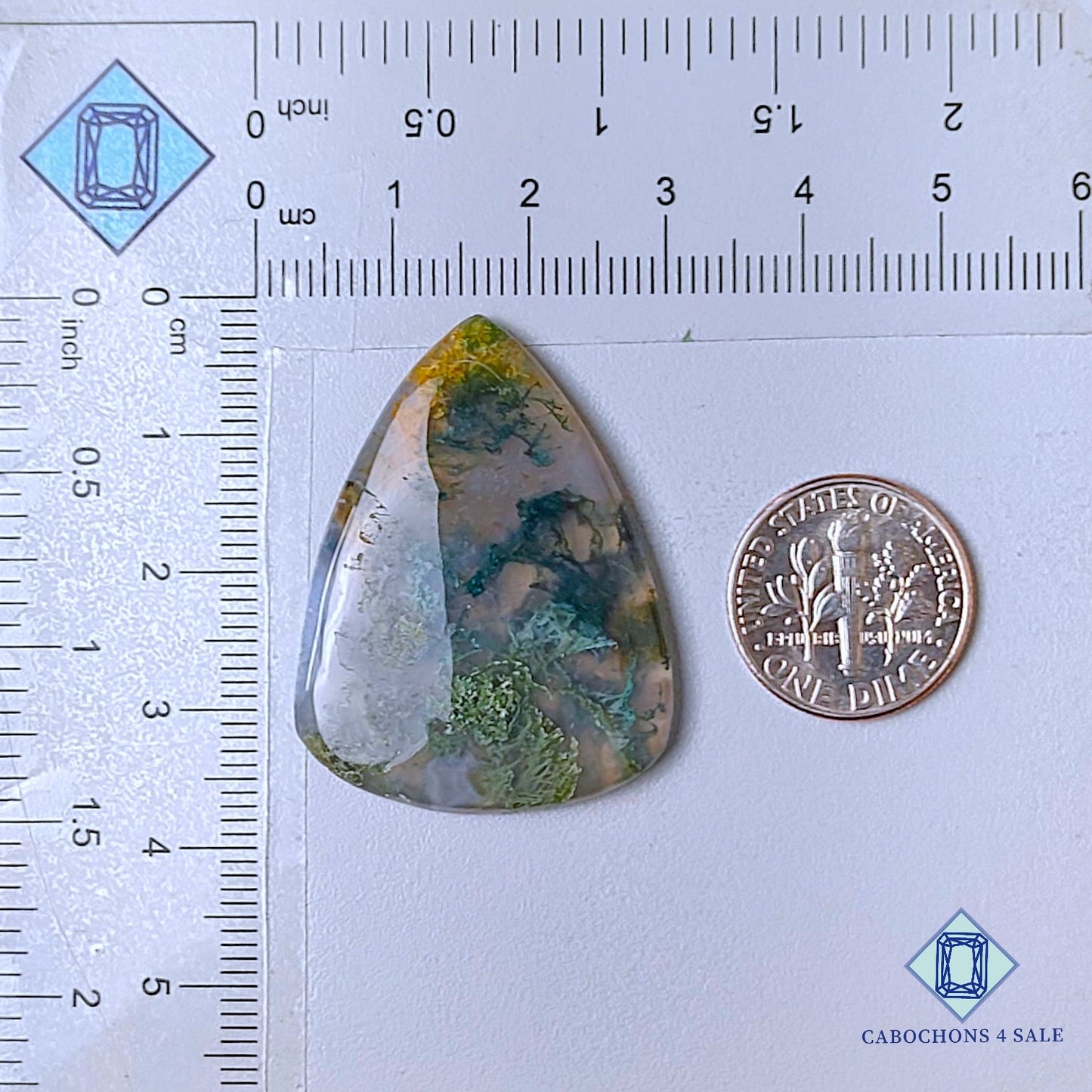 Cabujones de ágata musgosa natural en forma de pera de 36 x 27 x 5 mm, disponibles para la venta en EE. UU.