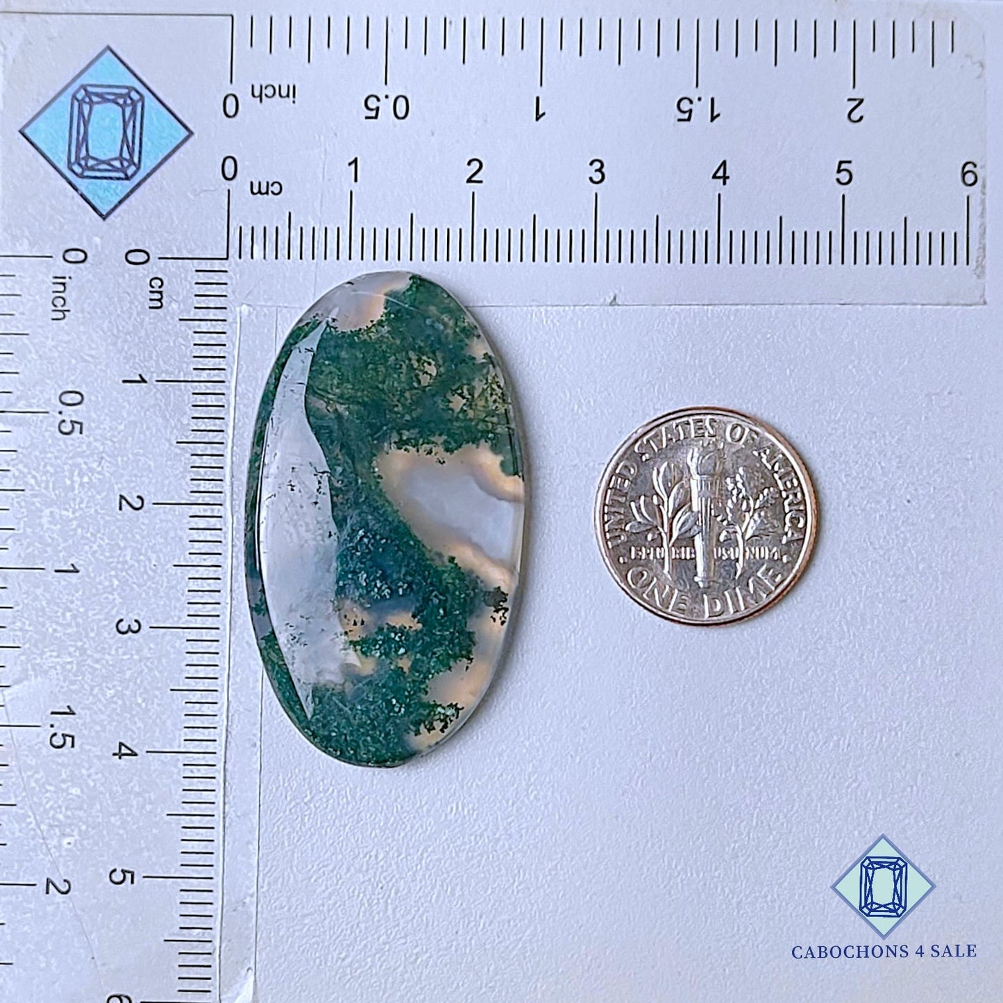 Natural Moss Agate Gemstone  Oval Cabochons 40*22*5mm from USA available for sale