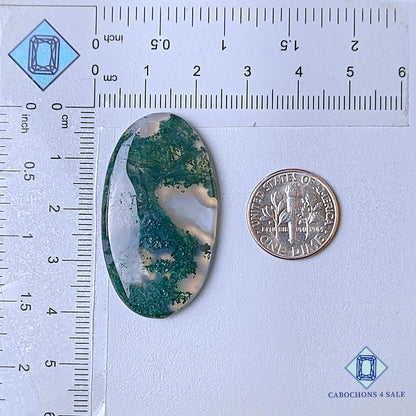 Natural Moss Agate Gemstone  Oval Cabochons 40*22*5mm from USA available for sale