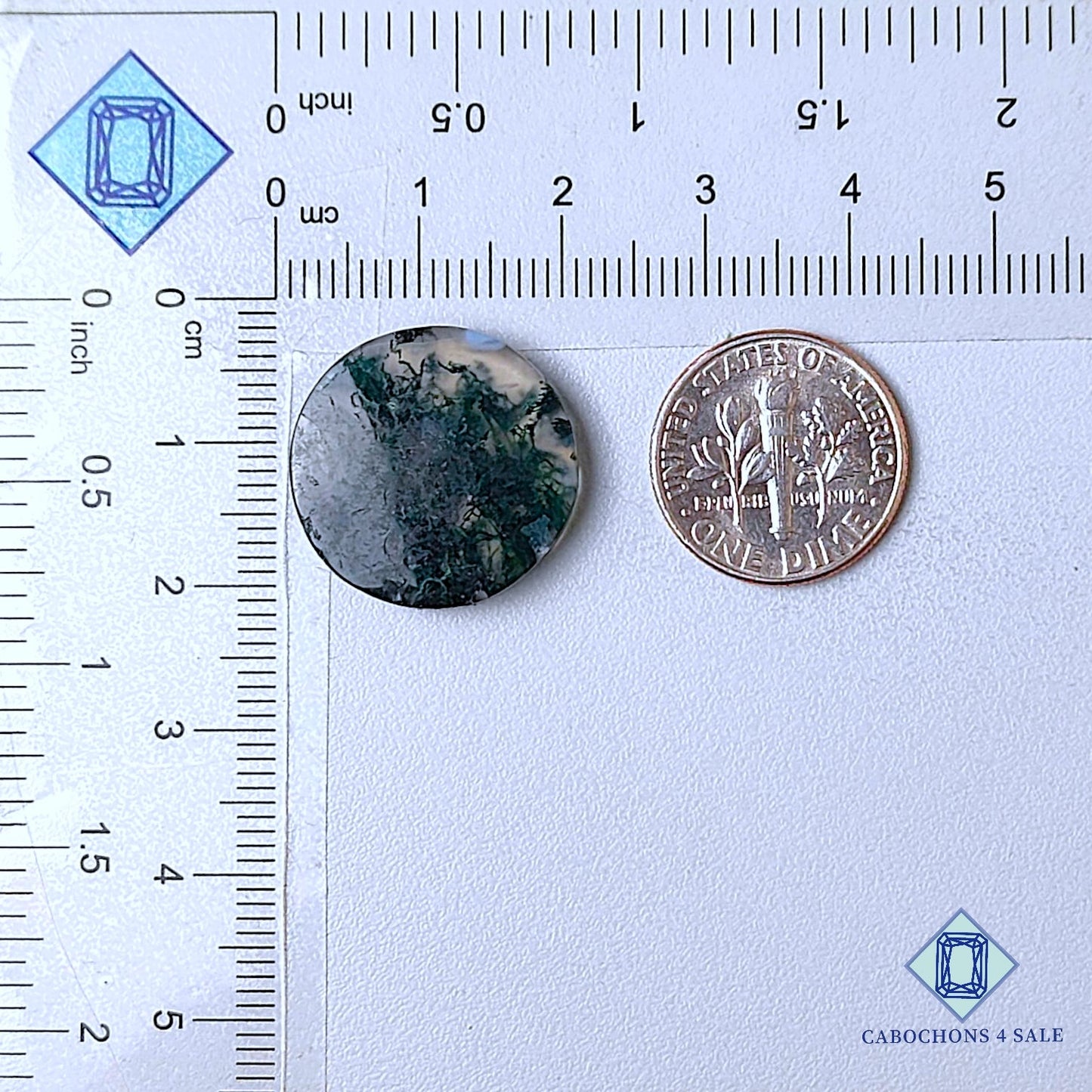 Cabujones redondos de ágata musgosa natural de 20 x 3 mm, disponibles para la venta en EE. UU.