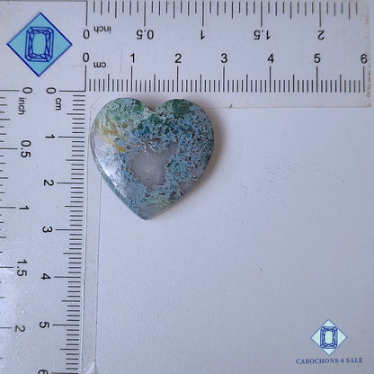 Natural Moss Agate Gemstone  Heart Carvings 25*26*6mm from USA available for sale