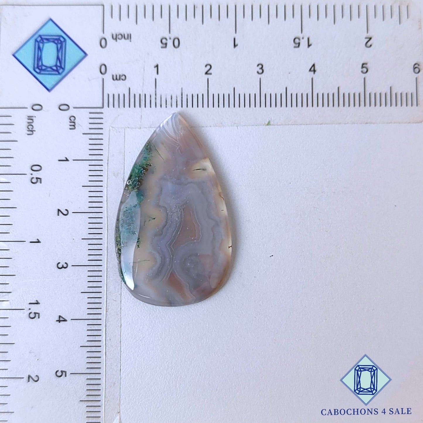 Natural Moss Agate Gemstone  Pear Cabochons 36*21*3mm from USA available for sale