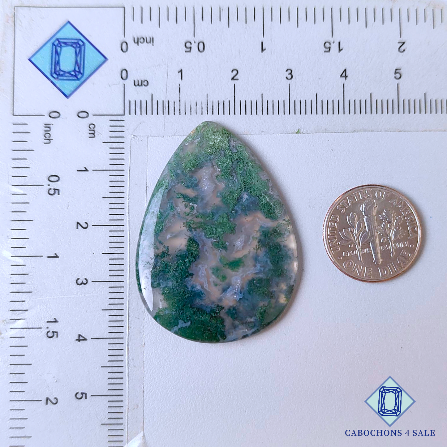 Cabujones de ágata musgosa en forma de pera