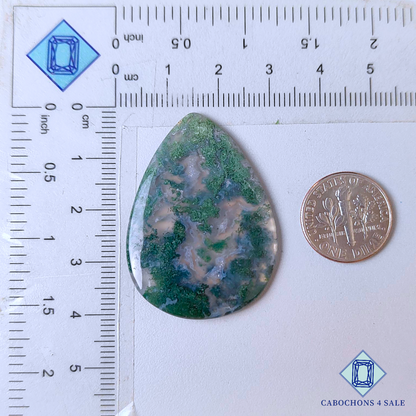 Cabujones de ágata musgosa en forma de pera