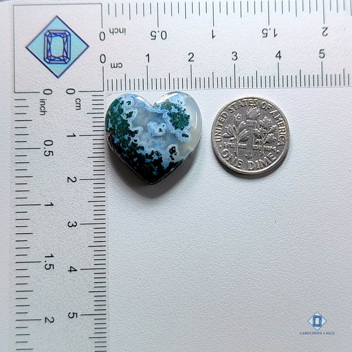 Moss Agate-Heart-Cabochons