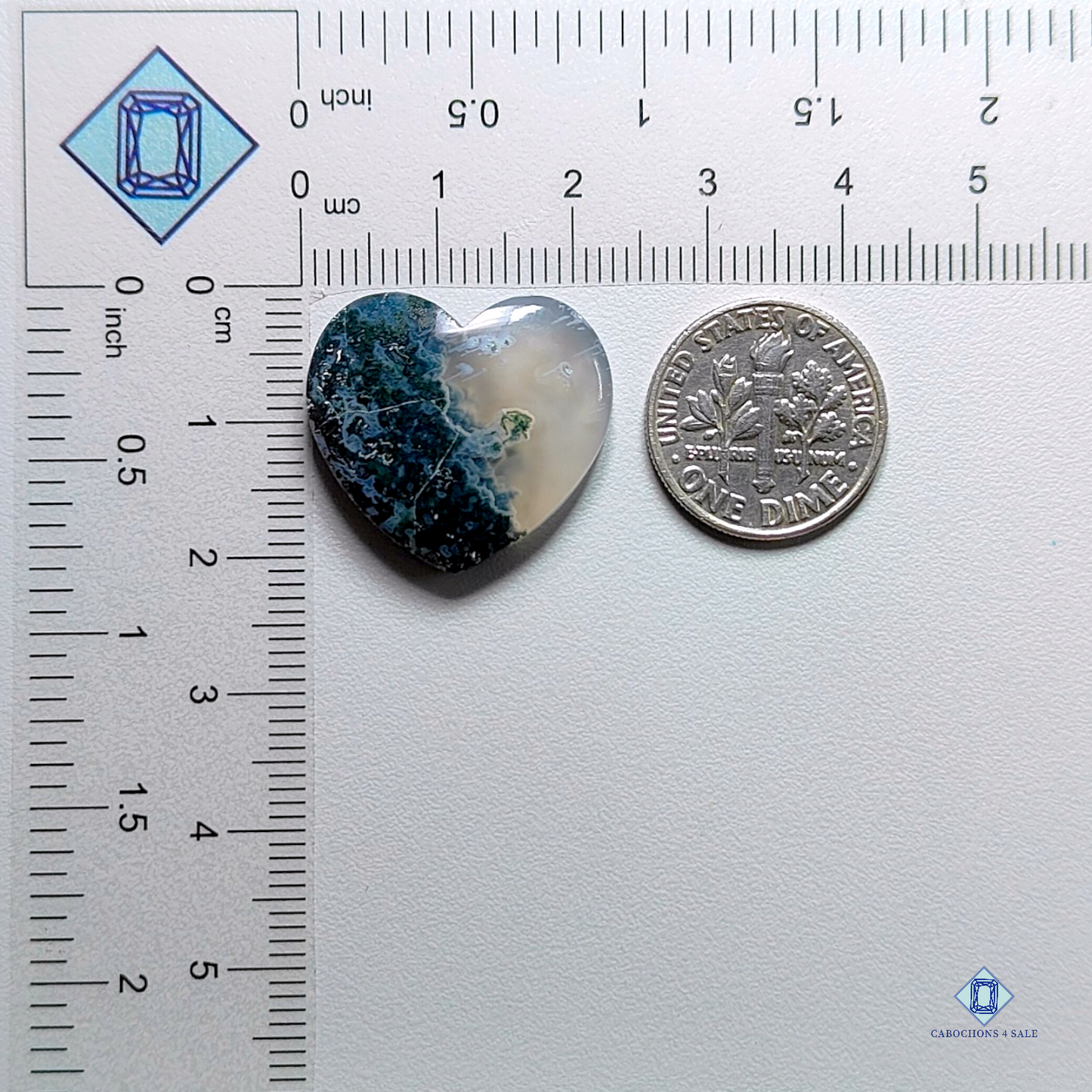 Moss Agate-Heart-Cabochons