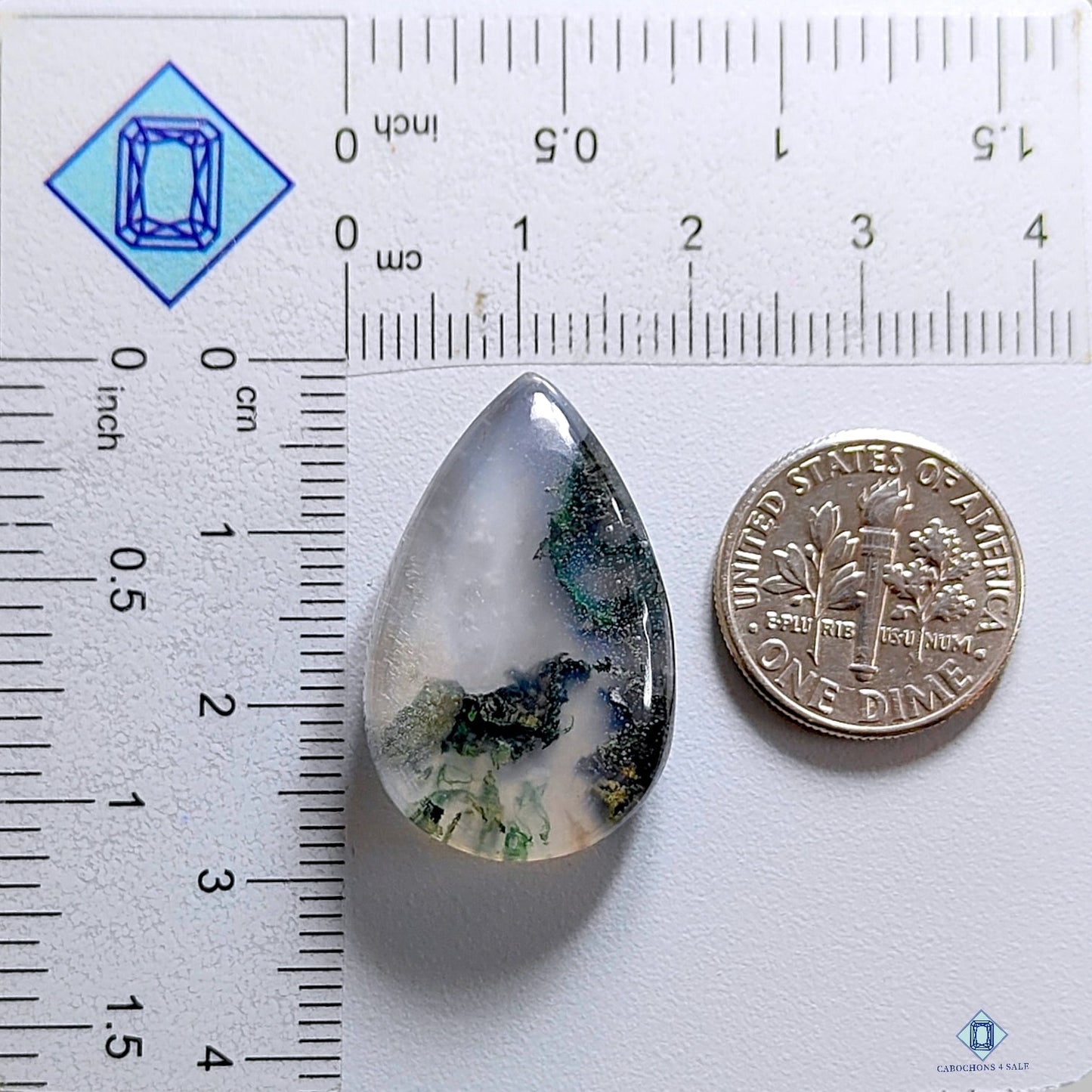 Moss Agate Pear Cabochons