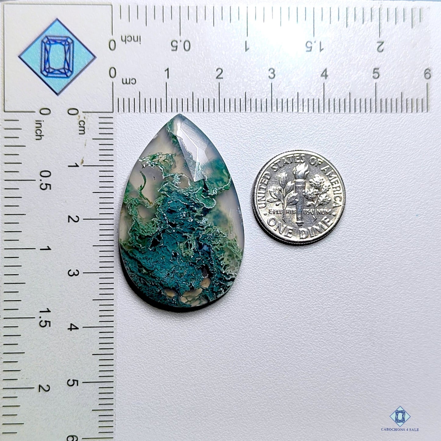 Moss Agate Pear Cabochons